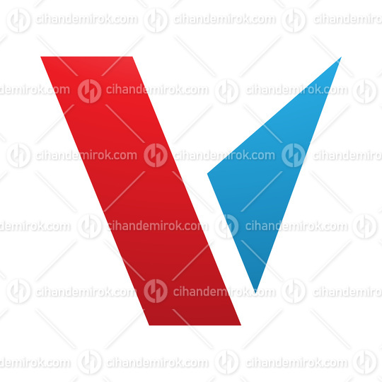 Red and Blue Geometrical Shaped Letter V Icon