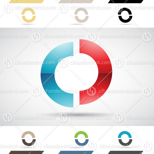 Red and Blue Glossy Abstract Logo Icon of Split Shaped Letter O
