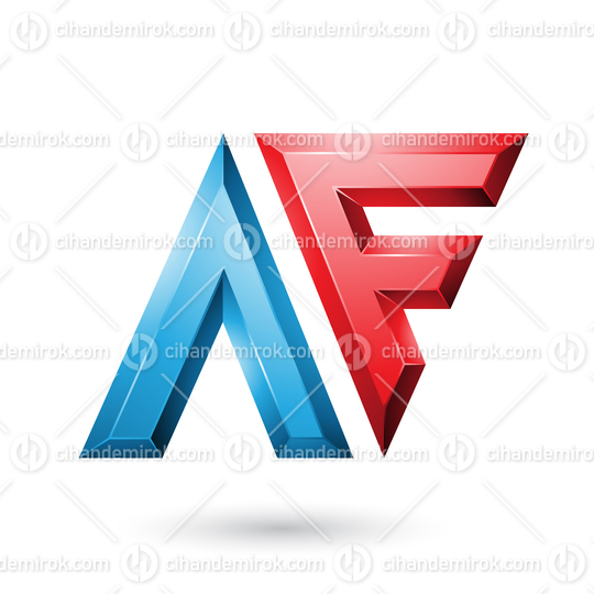 Red and Blue Glossy Dual Letters of Letters A and F