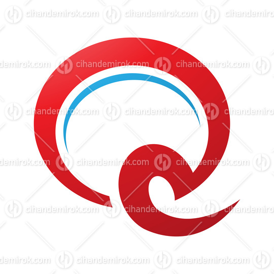 Red and Blue Hook Shaped Letter Q Icon