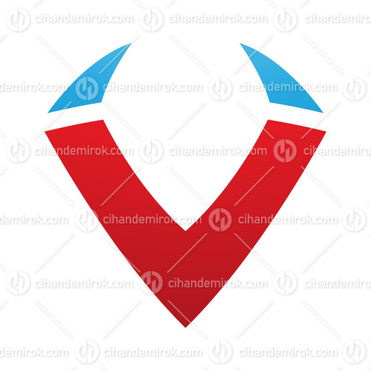 Red and Blue Horn Shaped Letter V Icon