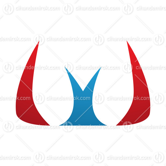 Red and Blue Horn Shaped Letter W Icon