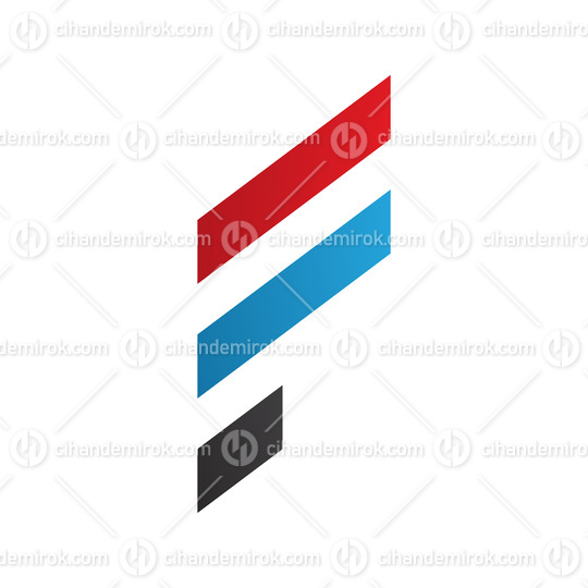 Red and Blue Letter F Icon with Diagonal Stripes