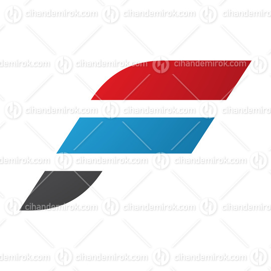Red and Blue Letter F Icon with Horizontal Stripes