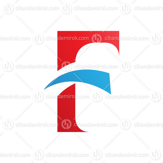 Red and Blue Letter F Icon with Pointy Tips