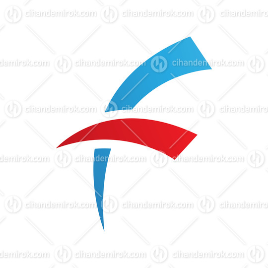 Red and Blue Letter F Icon with Round Spiky Lines