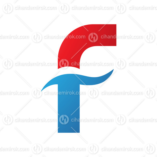 Red and Blue Letter F Icon with Spiky Waves