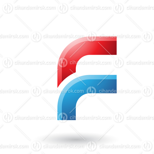 Red and Blue Letter F with Round Corners Vector Illustration