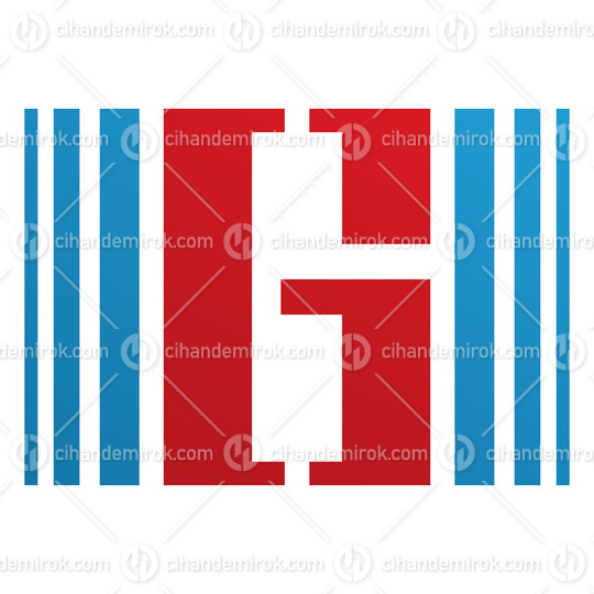 Red and Blue Letter G Icon with Vertical Stripes