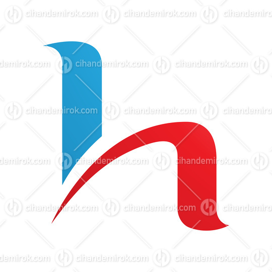Red and Blue Letter H Icon with Round Spiky Lines