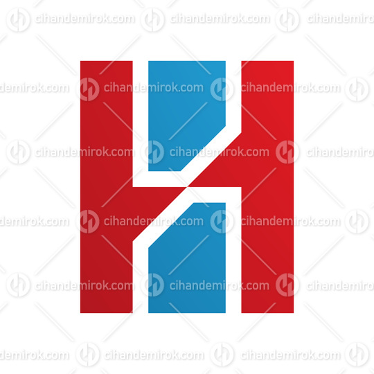 Red and Blue Letter H Icon with Vertical Rectangles