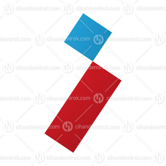 Red and Blue Letter I Icon with a Square and Rectangle
