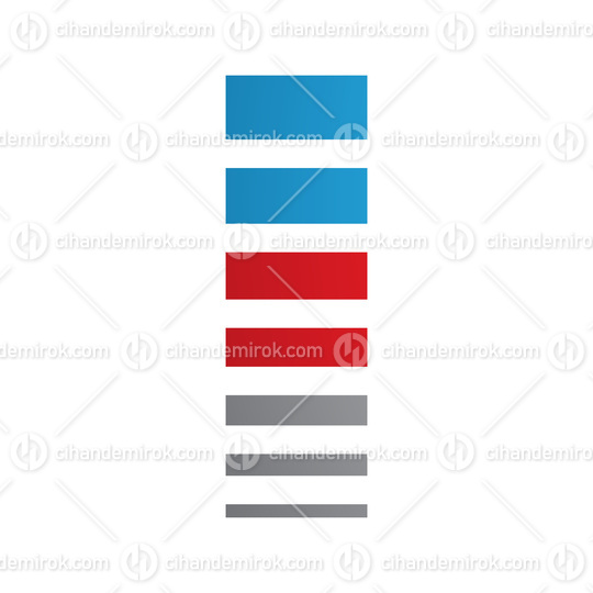 Red and Blue Letter I Icon with Horizontal Stripes