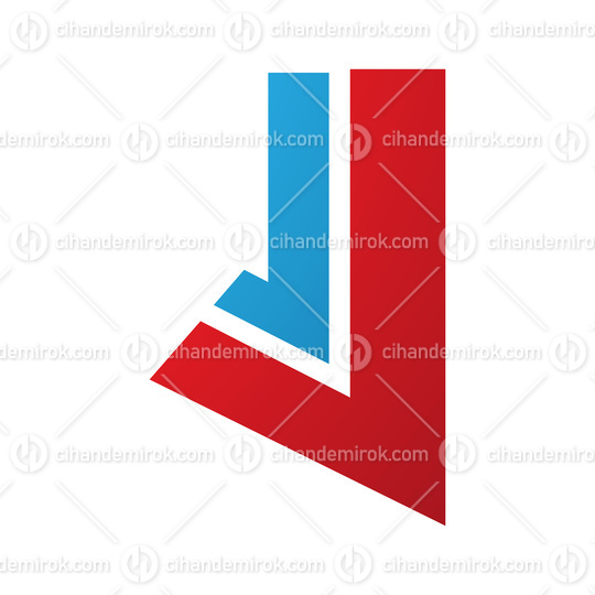 Red and Blue Letter J Icon with Straight Lines