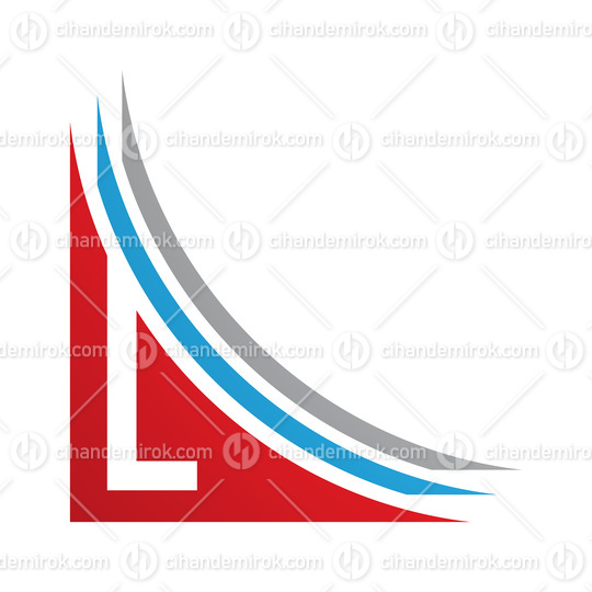 Red and Blue Letter L Icon with Layers