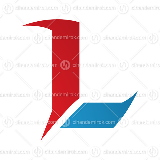 Red and Blue Letter L Icon with Sharp Spikes