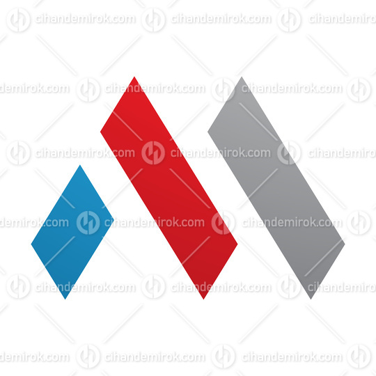 Red and Blue Letter M Icon with Rectangles