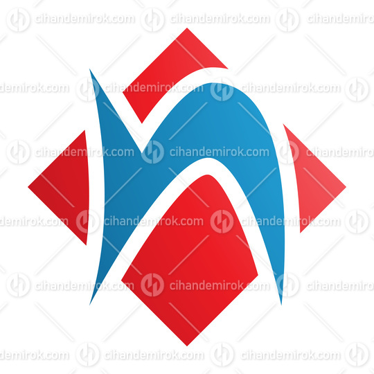 Red and Blue Letter N Icon with a Square Diamond Shape