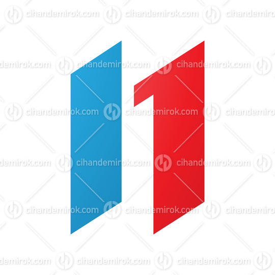 Red and Blue Letter N Icon with Parallelograms