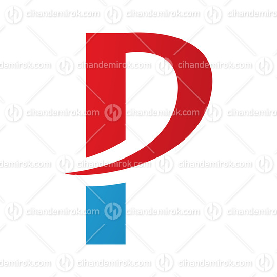 Red and Blue Letter P Icon with a Pointy Tip