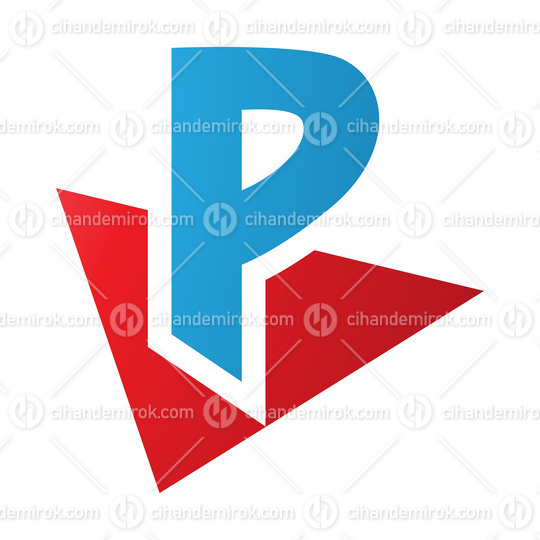 Red and Blue Letter P Icon with a Triangle