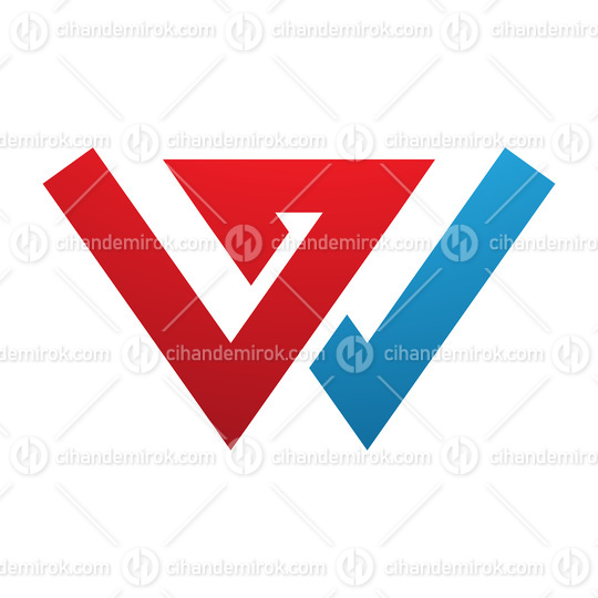 Red and Blue Letter W Icon with Intersecting Lines