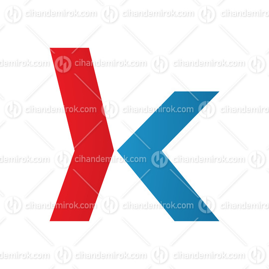 Red and Blue Lowercase Arrow Shaped Letter K Icon