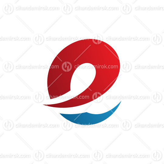 Red and Blue Lowercase Letter E Icon with Soft Spiky Curves