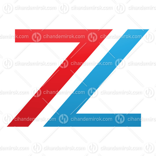 Red and Blue Number 7 Shaped Letter Z Icon