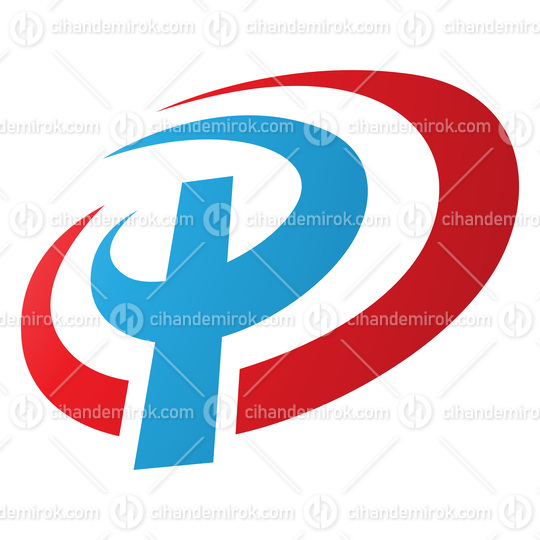 Red and Blue Oval Shaped Letter P Icon