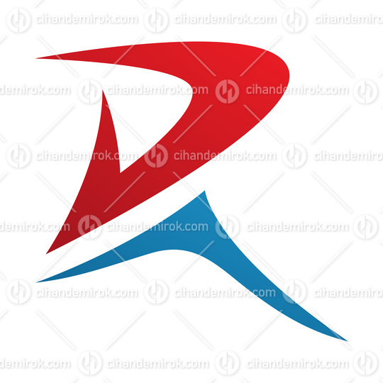 Red and Blue Pointy Tipped Letter R Icon