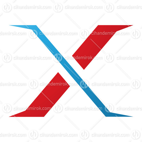 Red and Blue Pointy Tipped Letter X Icon