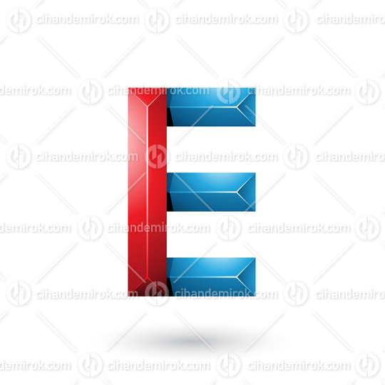 Red and Blue Pyramid Like Geometrical Letter E