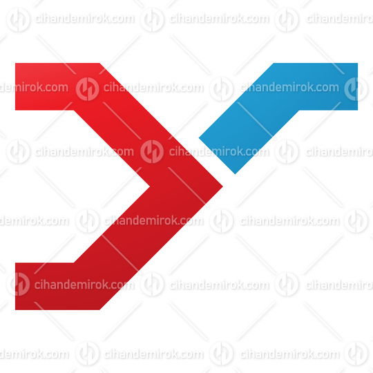 Red and Blue Rail Switch Shaped Letter Y Icon