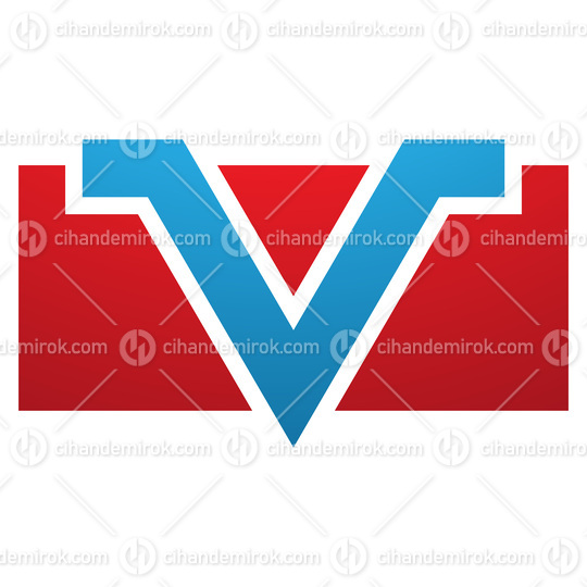 Red and Blue Rectangle Shaped Letter V Icon