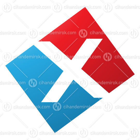 Red and Blue Rectangle Shaped Letter X Icon