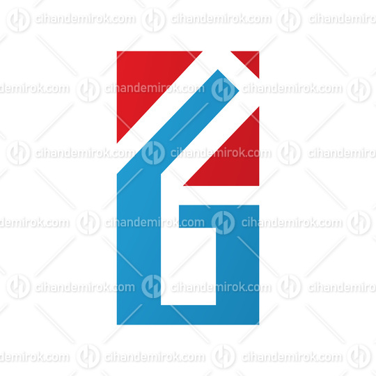 Red and Blue Rectangular Letter G or Number 6 Icon
