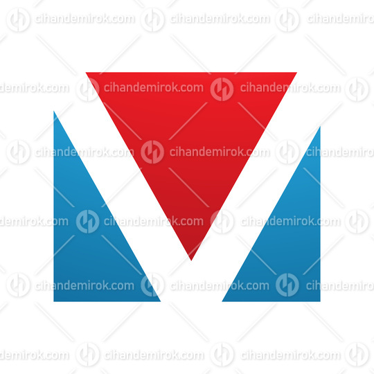Red and Blue Rectangular Shaped Letter V Icon
