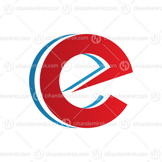 Red and Blue Round Layered Lowercase Letter E Icon