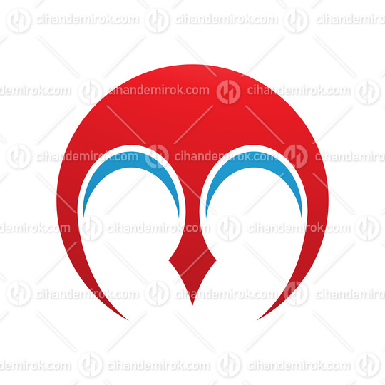 Red and Blue Round Letter M Icon with Pointy Tips