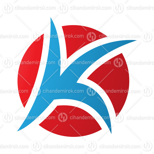 Red and Blue Round Pointy Letter K Icon