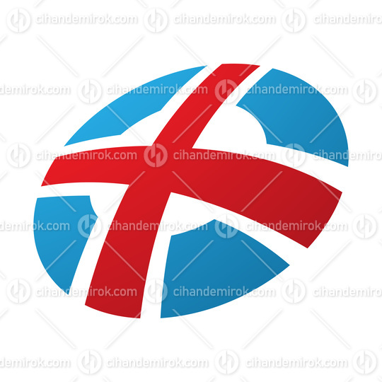 Red and Blue Round Shaped Letter X Icon