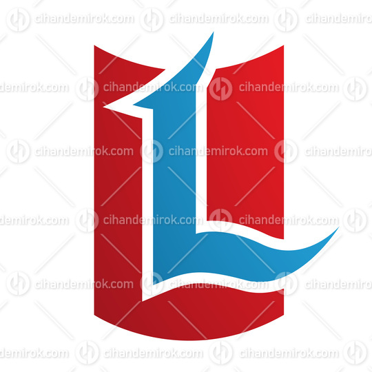 Red and Blue Shield Shaped Letter L Icon