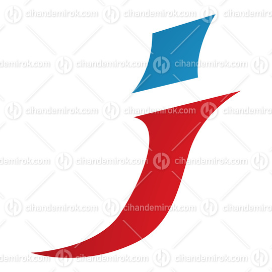 Red and Blue Spiky Italic Letter J Icon