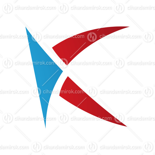 Red and Blue Spiky Letter K Icon