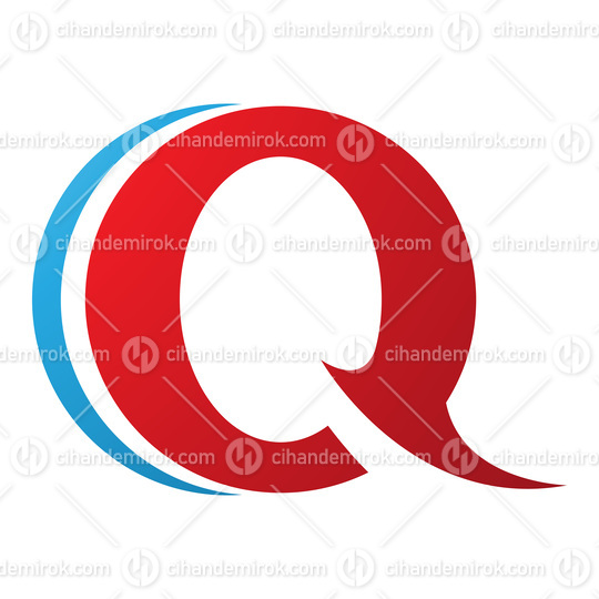 Red and Blue Spiky Round Shaped Letter Q Icon