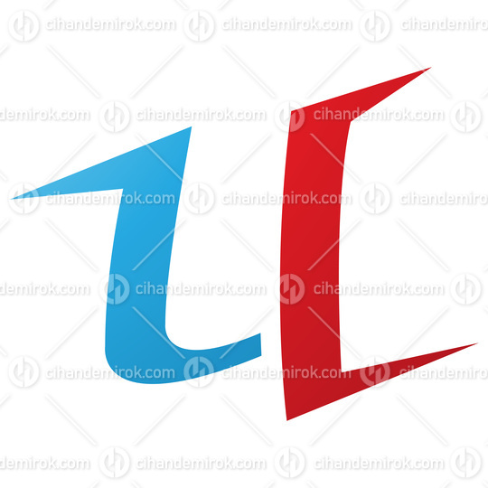 Red and Blue Spiky Shaped Letter U Icon