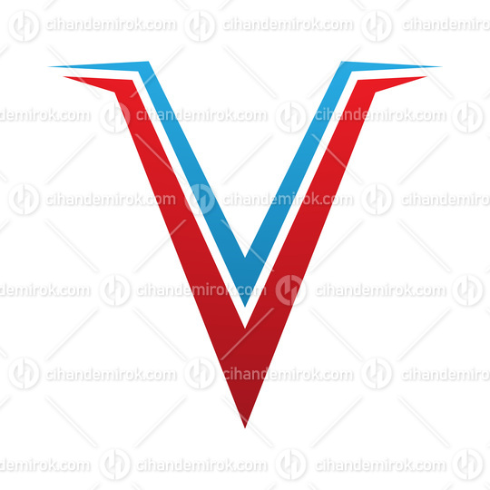Red and Blue Spiky Shaped Letter V Icon