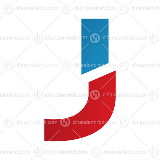 Red and Blue Split Shaped Letter J Icon