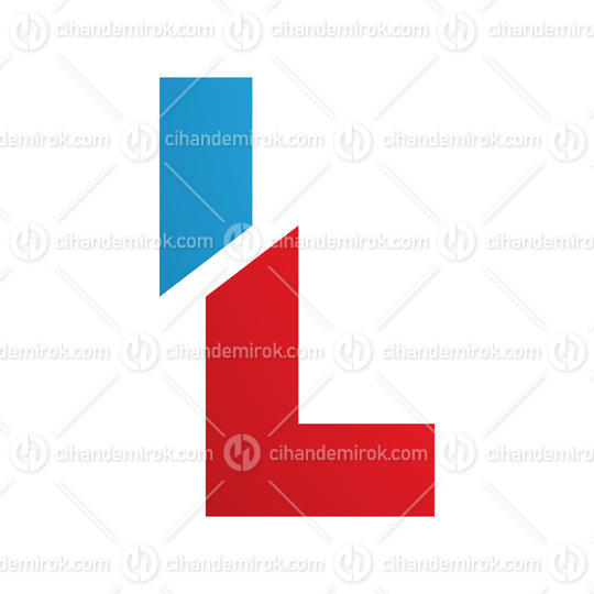 Red and Blue Split Shaped Letter L Icon